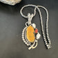 Navajo Bumblebee Jasper & White Buffalo Sterling Silver Pendant Necklace | 21" | Handmade | 15948