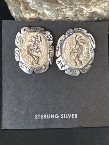 Navajo Kokopelli Dangle Earrings Set | Sterling Silver | Authentic Native American Handmade | 15142