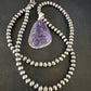 Navajo Pearls Purple Sugilite Pendant Necklace | Sterling Silver Beads | Authentic Native American Handmade | 15512