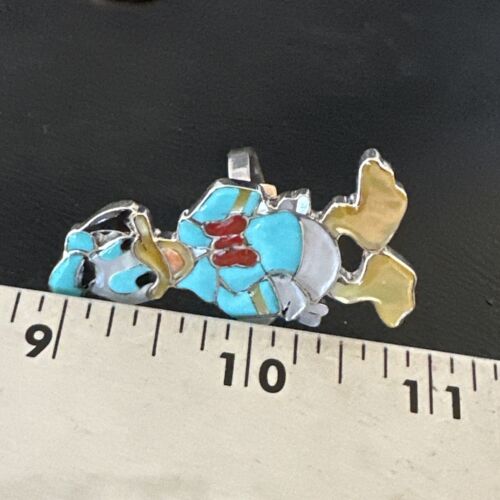 Zuni Sterling Silver Donald Duck Inlay Ring | Sz 6 Adjustable | Authentic Native American Handmade | 16560