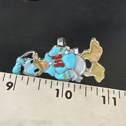 Zuni Sterling Silver Donald Duck Inlay Ring | Sz 6 Adjustable | Authentic Native American Handmade | 16560