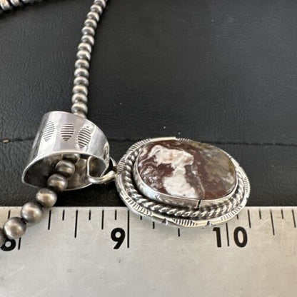 Navajo Wild Horse Turquoise Pendant Necklace | Sterling Silver | Authentic Native American Handmade | 17475