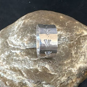 Men's Wide Band Navajo Stamped Ring | Sterling Silver | Sz 12 | Authentic Native American Handmade | 14980