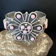 Navajo Pink Conch Cuff Bracelet | Sterling Silver | Authentic Native American Handmade | 16119