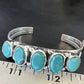 Women's Blue Turquoise 5-Stone Cuff Bracelet | Navajo Sterling Silver | Authentic Native American Jewelry | 16279
