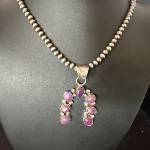 Navajo Horseshoe Naja Purple Sugilite Pendant Necklace | Sterling Silver | Authentic Native American Handmade | 15750
