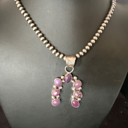 Navajo Horseshoe Naja Purple Sugilite Pendant Necklace | Sterling Silver | Authentic Native American Handmade | 15750