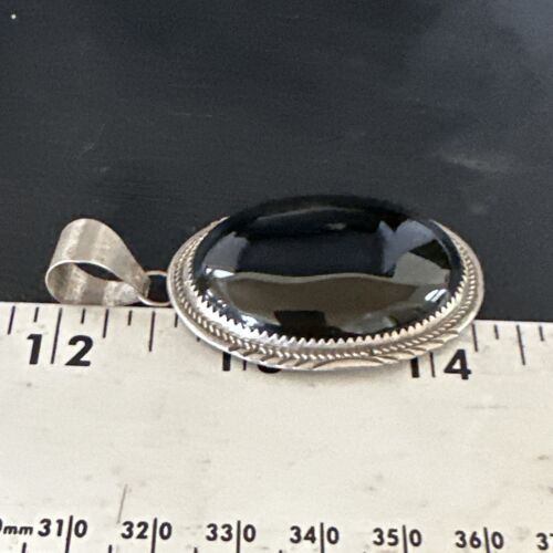 Navajo Black Onyx Pendant | Sterling Silver | Authentic Native American Handmade | 15173