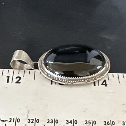 Navajo Black Onyx Pendant | Sterling Silver | Authentic Native American Handmade | 15173