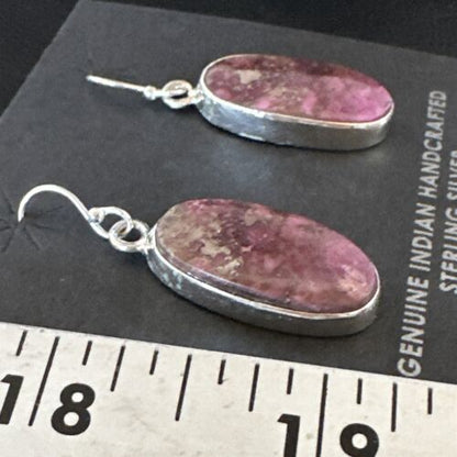 Purple Mojave Turquoise Dangle Earrings | Sterling Silver | Authentic Native American Handmade | 15781