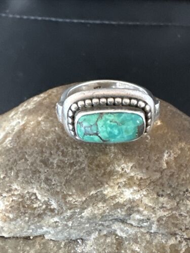 Native American Navajo Green Turquoise Ring | Sterling Silver | Sz 6 | 15920