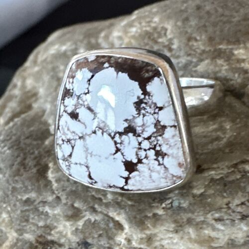 Men's Women's Wild Horse Turquoise Ring | Navajo Sterling Silver | Sz 7 | Authentic Native American Handmade | 17286