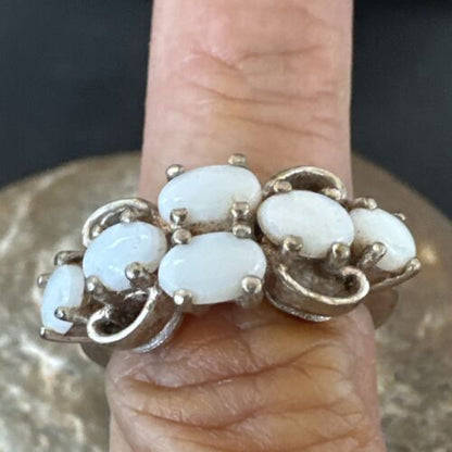 Navajo White Opal Multi-Stone Ring | Authentic Native American Sterling Silver | Multi-Stone | Sz 7 | 17157