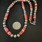 Navajo Pearls Red Spiny Oyster Necklace | 8mm Sterling Silver | Authentic Native American Handmade | 22" | 14850