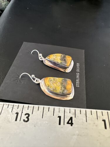 Navajo Bumblebee Jasper Earrings | Sterling Silver | Authentic Native American Handmade | 15824
