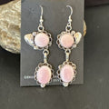 Navajo Pink Conch Shell Dangle Earrings | Sterling Silver | Authentic Native American Handmade | 17214