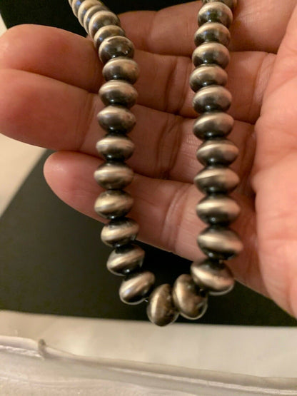 Handmade Navajo Pearls Sterling Silver Bead Necklace | Southwestern Rondelles | 21" | 4665
