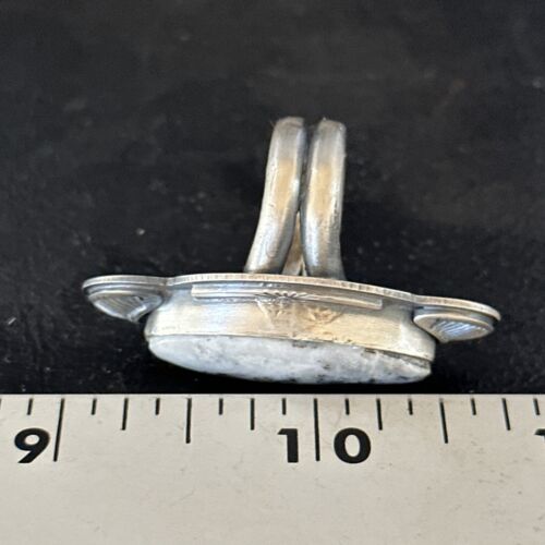 Navajo White Buffalo Turquoise Ring | Sterling Silver | Sz 8 | Authentic Native American Handmade | 14555