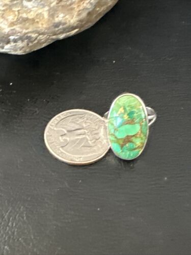 Navajo Green Mojave Turquoise Ring | Sterling Silver | Sz 7 | Authentic Native American Handmade | 15593
