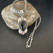 Native American Men's Pendant | Navajo Pearls | Sterling Silver Black Onyx Necklace | 16132
