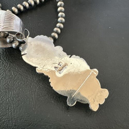 White Buffalo Turquoise & Sugilite Pendant | Navajo Pearls | Sterling Silver | Native American Handmade | 16870