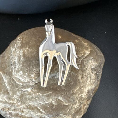 Navajo Horse Pendant Necklace | Sterling Silver | 2.25" | Authentic Native American Handmade | 15172