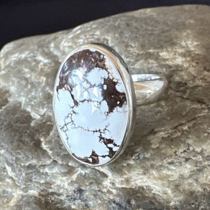 Men's & Women's Wild Horse Turquoise Ring | Navajo Sterling Silver | Sz 7 | Authentic Native American Handmade | 17279