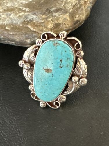 Men's Blue Kingman Turquoise Ring | Navajo Sterling Silver | Sz 10 | Authentic Native American Handmade | 15519