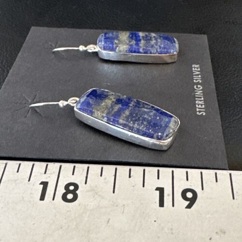 Blue Denim Lapis Dangle Earrings | Sterling Silver | 1" | 15804