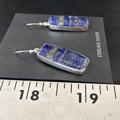 Blue Denim Lapis Dangle Earrings | Sterling Silver | 1" | 15804