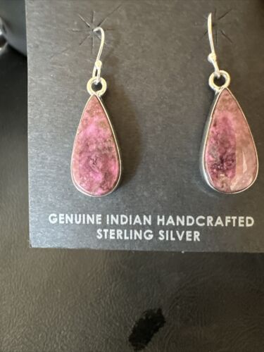 Purple Mojave Turquoise Dangle Earrings | Sterling Silver | Authentic Native American Handmade | 15784