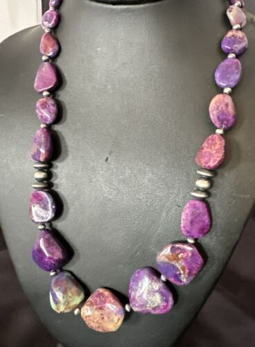 Navajo Pearl Purple Mojave Turquoise Pendant Necklace | Sterling Silver | Authentic Native American Handmade | 21" | 17500