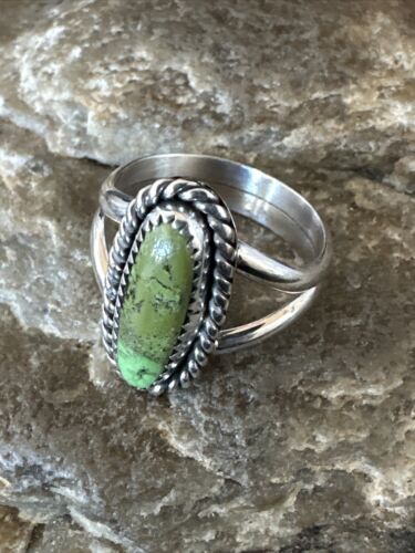 Navajo Green Gaspeite Ring | Sterling Silver | Sz 6.5 | Authentic Native American Handmade | 16402