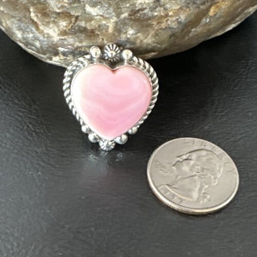 Navajo Pink Conch Heart Ring | Handmade | Sz 9.5 | 16040
