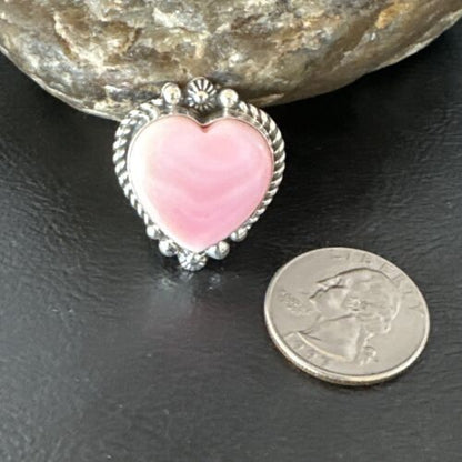 Navajo Pink Conch Heart Ring | Handmade | Sz 9.5 | 16040