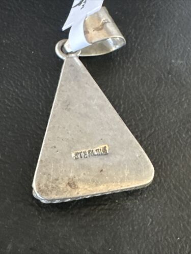 Navajo Blue Turquoise Spiny Mother of Pearl Inlay Pendant | Sterling Silver | Authentic Native American Handmade | 15195