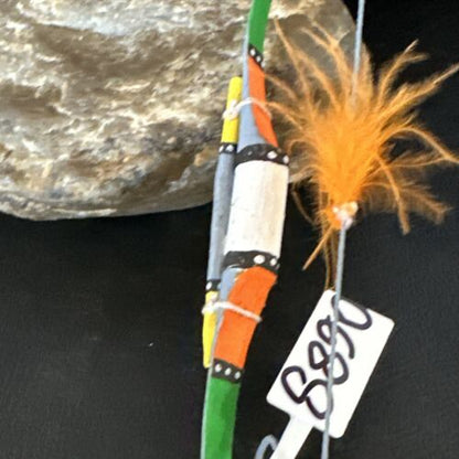 Navajo Multi-Color Leather Bow Car Charm Dangle | 6.5" | Authentic Native American Handmade | 8890
