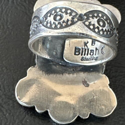 Navajo Turquoise & Spiny Oyster Cluster Ring | Authentic Native American Sterling Silver | Multi-Stone | Sz 8 | 16330