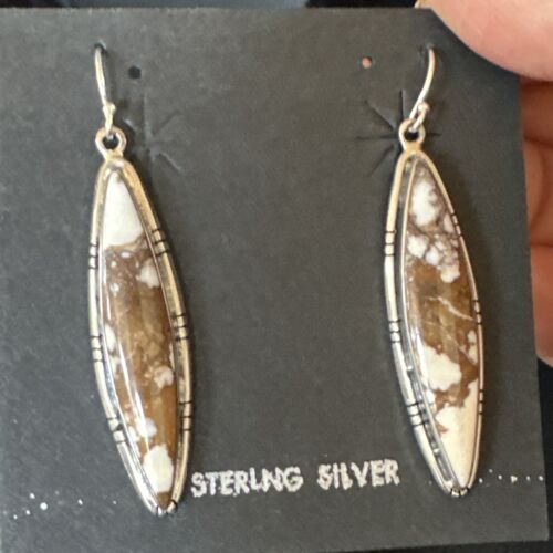 Native American Navajo Wild Horse Turquoise Earrings | Sterling Silver | 1377