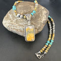Men's BumbleBee Jasper Pendant Necklace | Navajo Pearls | Sterling Silver | Authentic Native American Handmade | 16880