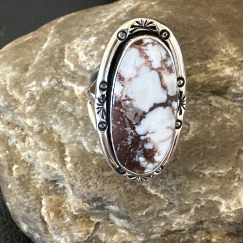 Navajo Wild Horse Turquoise Ring | Sterling Silver | Sz 8.5 | Authentic Native American Handmade | 16470