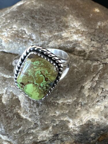 Navajo Green Gaspeite Ring | Sterling Silver | Sz 7 | Authentic Native American Handmade | 16401