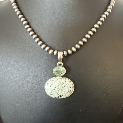 Navajo Women's Dry Creek Turquoise Topaz Pendant Necklace | Sterling Silver | 16310