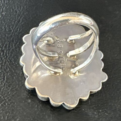 Navajo Pink Coral Multi-Stone Cluster Ring | Authentic Native American Sterling Silver | Multi-Stone | Sz 8.5 | 15365