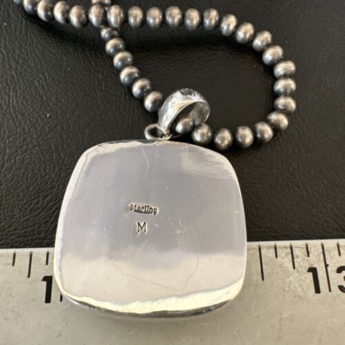 Navajo Blue Lapis Pendant with Pearls | Sterling Silver Necklace | 20" | Authentic Native American Handmade | 16665