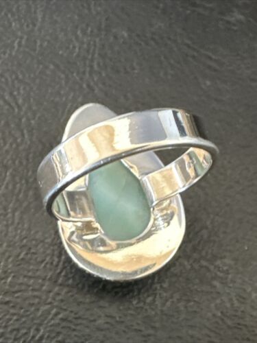 Navajo Blue Larimar Ring | Sterling Silver | Sz 9 | Authentic Native American Handmade | 17591 - Masha USA