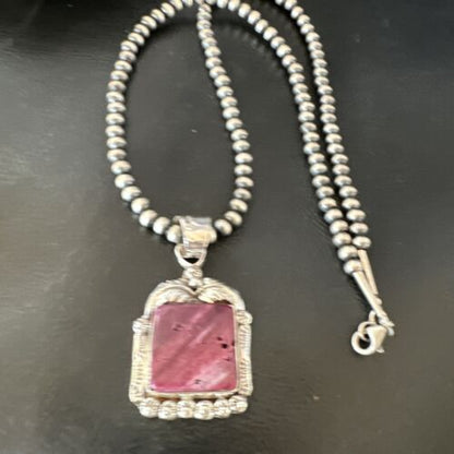Navajo Purple Spiny Oyster Pendant Necklace | Sterling Silver | Native American Handmade | 16140