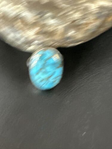 Navajo Blue Mojave Turquoise Ring | Sterling Silver | Adjustable Sz 7 | Authentic Native American Handmade | 15715