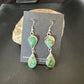 Navajo Green Royston Turquoise Dangle Earrings | Sterling Silver | Authentic Native American Handmade | 16493