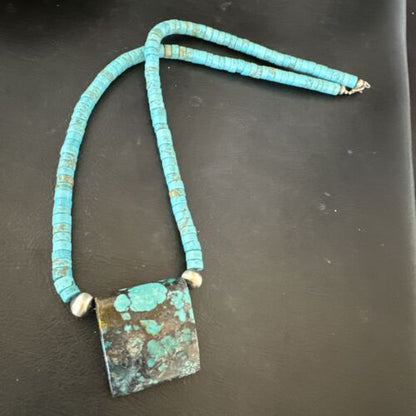 Navajo SpiderWeb Turquoise Heishi Pearls Necklace | Sterling Silver | 20" | Authentic Native American Handmade | 17097